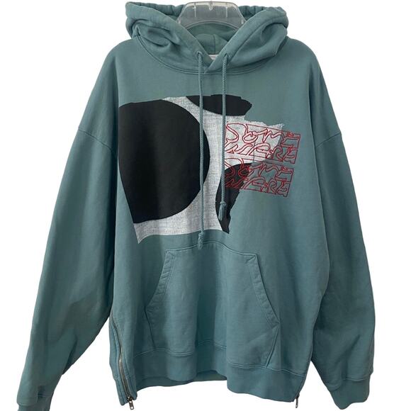 Some Ware Logo Embroidered Hoodie Organic Loopback Cotton Zen Green Size Large - Picture 1 of 13